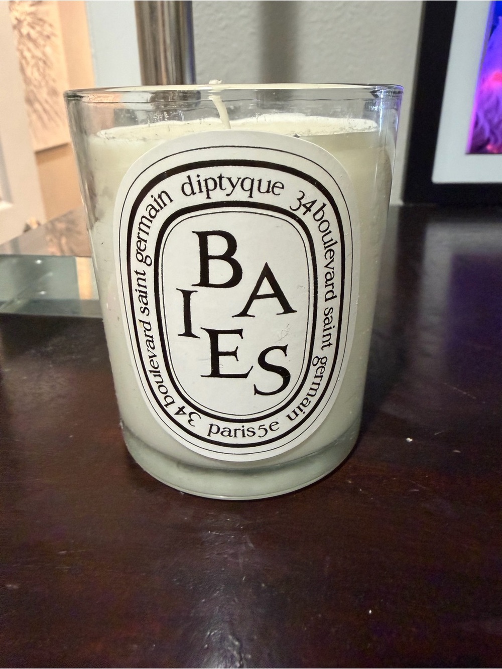 diptyque Baies Candle in Cream Glass with Black Label
